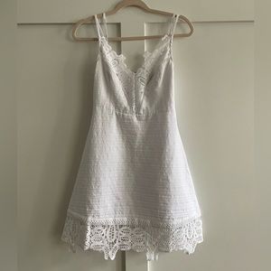Laundry by Shelli Segal Lace Trim A-Line Dress cotton/ linen dress, size 2
